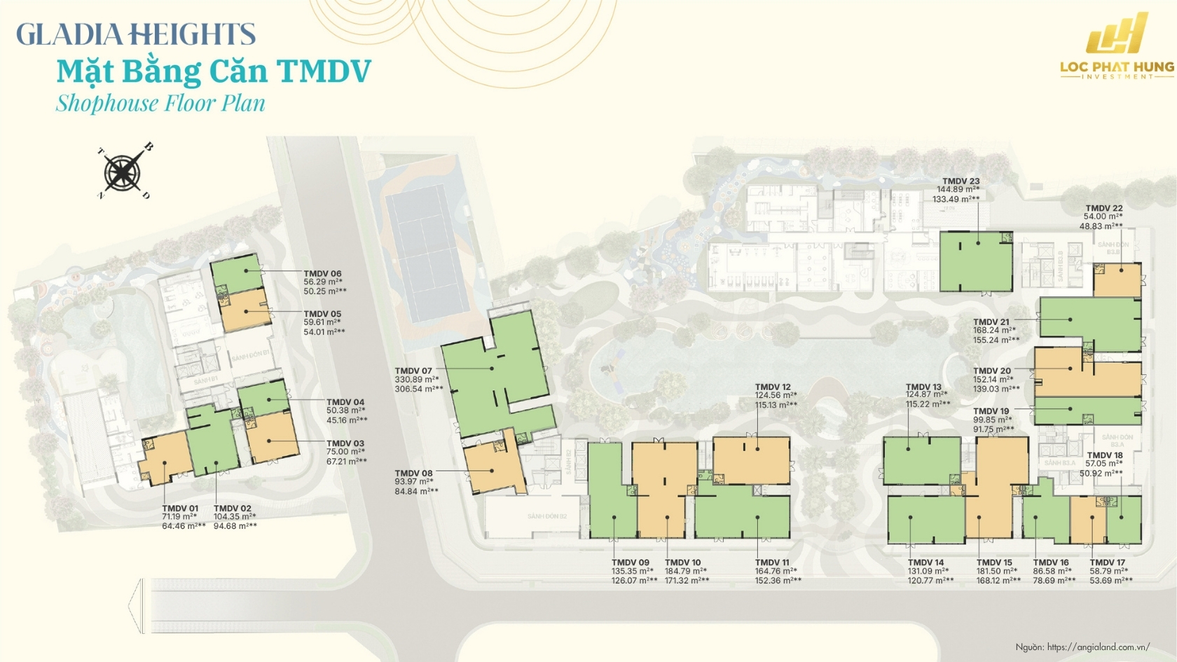 Mặt Bằng Căn Hộ Dịch Vụ Thương Mại Chung Cư Gladia Heights Phường Bình Trưng