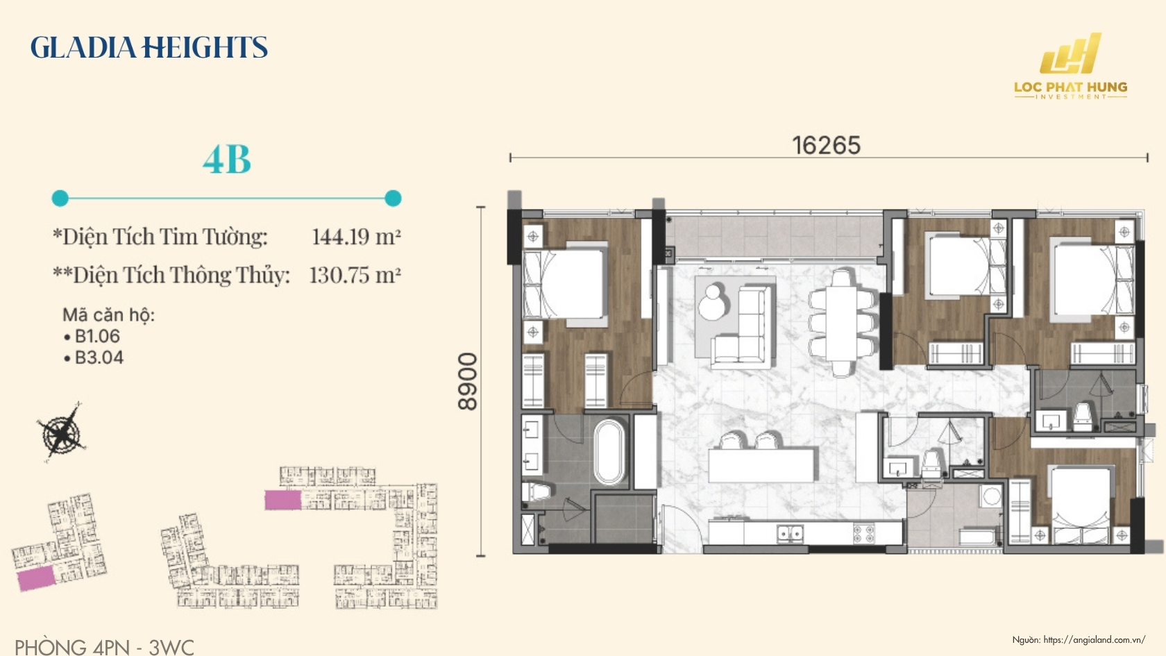 Thiết Kế Căn Hộ 4PN Chung Cư Gladia Heights Phường Bình Trưng